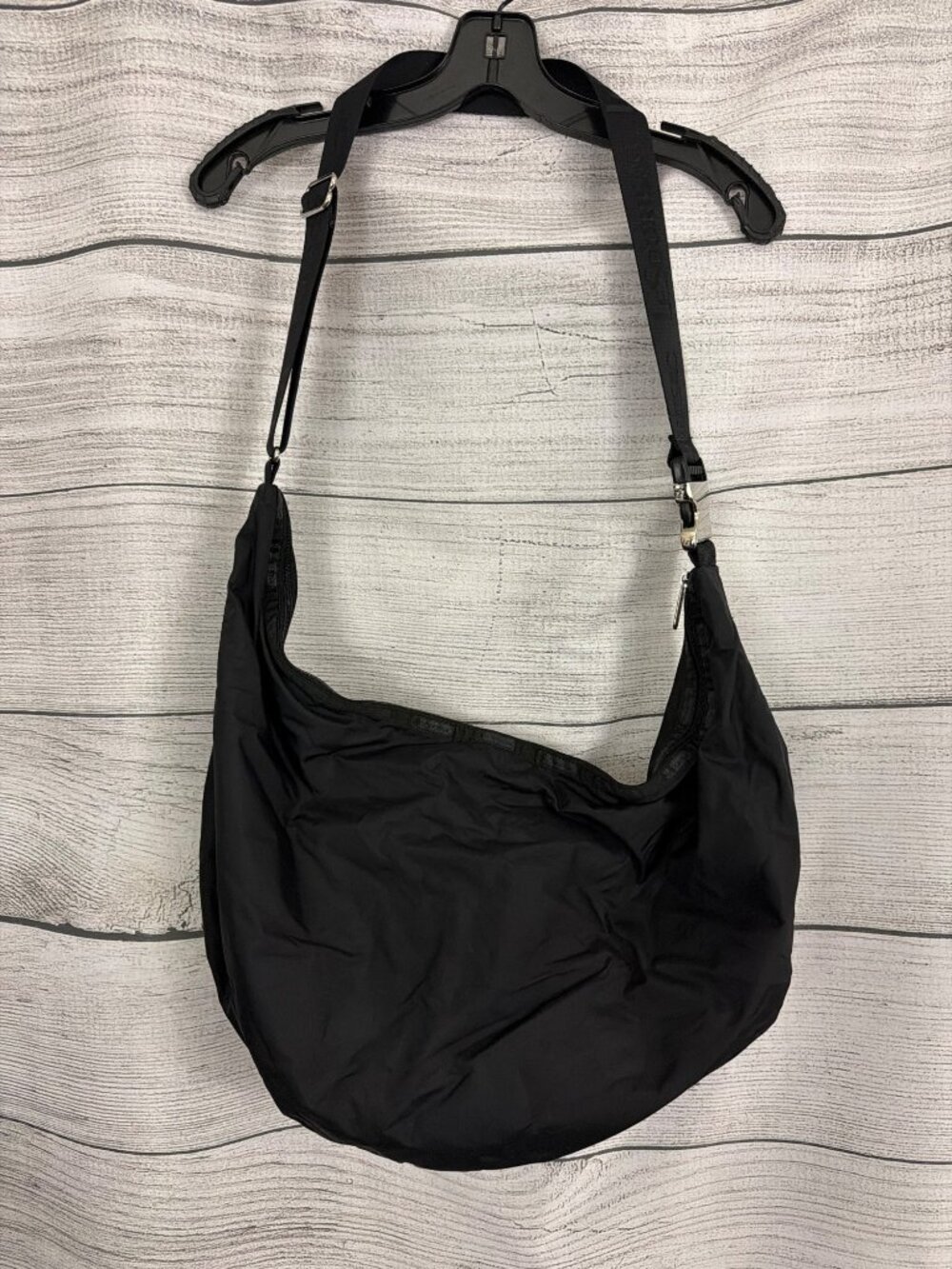 LeSportsac Black Nylon Shoulder Bag With Adjustable Strap & Metal Buckle